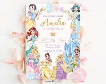 EDITIERBARE Vorlage Prinzessin Geburtstagseinladung Prinzessin Geburtstagseinladung Prinzessin Digitale Einladung Geburtstagseinladung Digital PRINC1