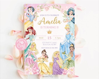 EDITIERBARE Vorlage Prinzessin Geburtstagseinladung Prinzessin Geburtstagseinladung Prinzessin Digitale Einladung Geburtstagseinladung Digital PRINC1