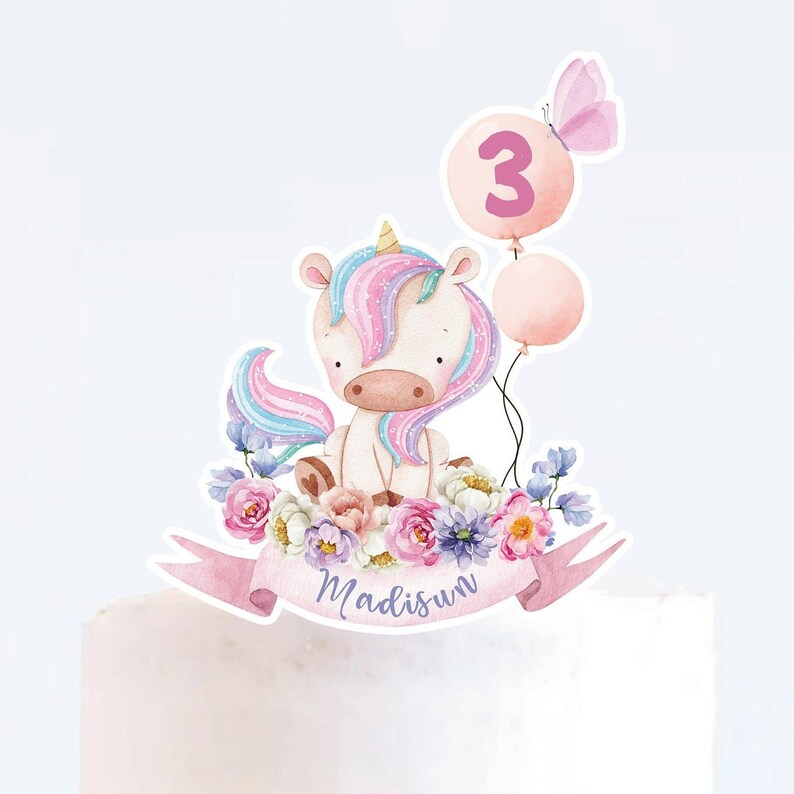 EDITABLE Unicorn Topper Instant Download Unicorn Cake Topper - Etsy