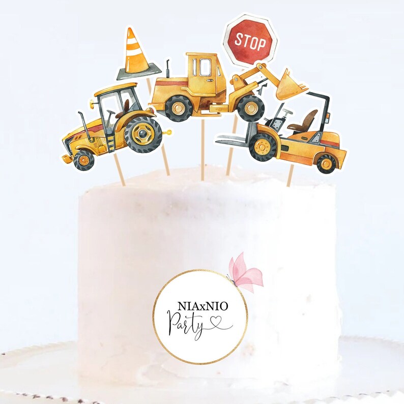 Backhoe Topper Construction Truck Cake Toppers: Birthday Party Decor (digital Download ...