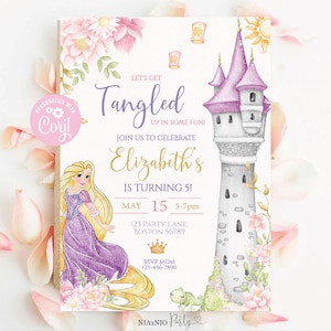 EDITABLE Template Rapunzel Birthday Invitation Princess Birthday Invitation Princess Digital Invitation Birthday Invitation Digital RAPU11