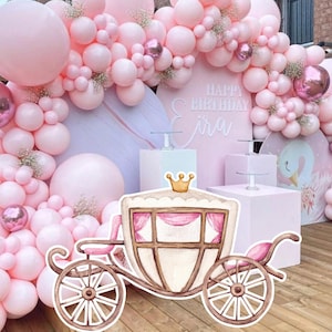 CARRIAGE BIG DECOR Cutout princess Birthday Party Magical Floral Princess Instant Download printable PRIN11