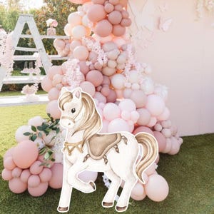 DECORACIÓN GRANDE DE CABALLO Recortable Princesa Fiesta de Cumpleaños Princesa Floral Mágica Descarga Instantánea Imprimible PRIN11