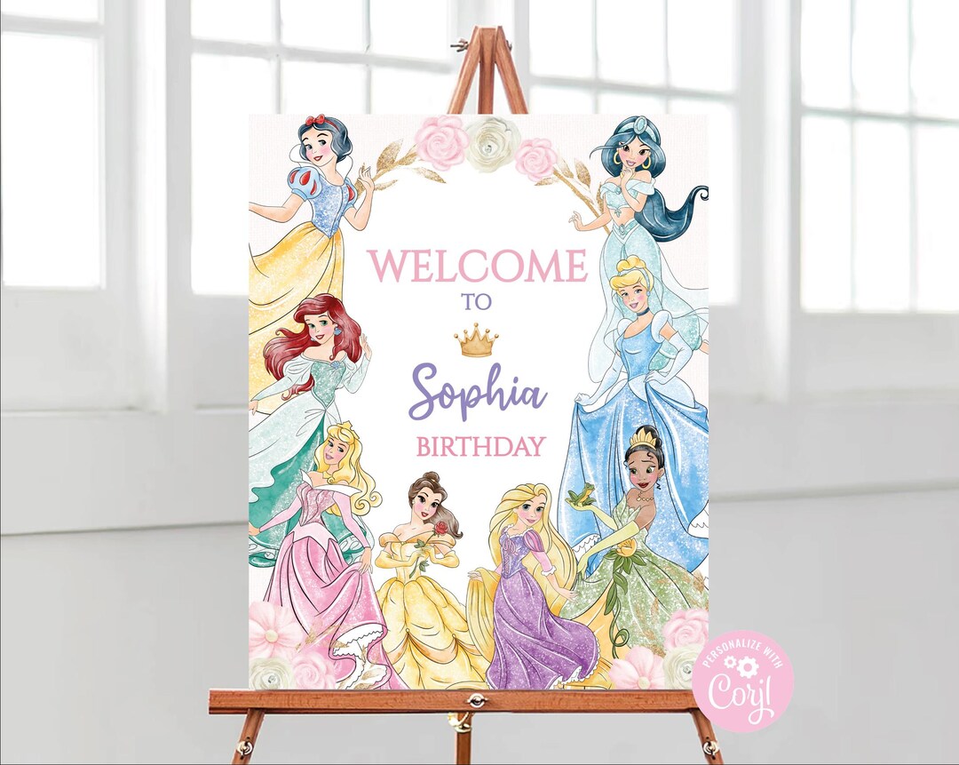 Editable Princess Birthday Welcome Sign: Magical Party Decor (digital ...