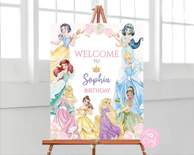 Welcome Princesses Editable Princess Birthday Welcome Sign: Magical Party Decor (digital ...