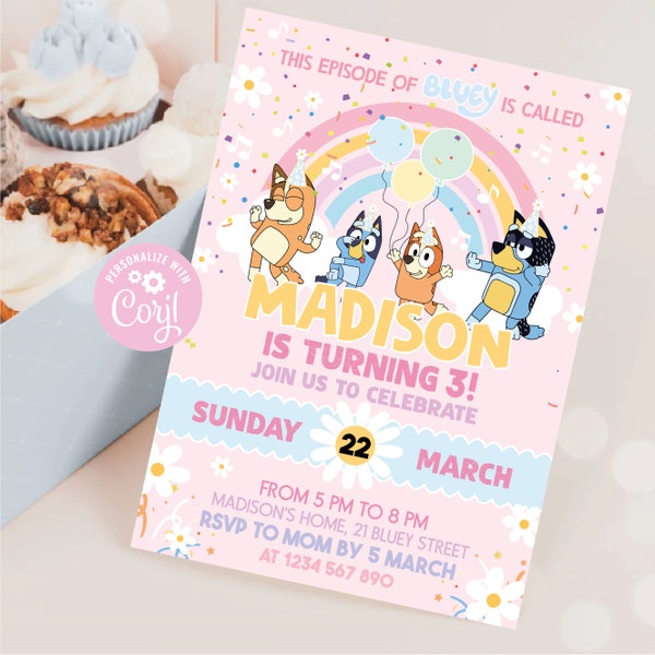 Girl Party Birthday Invitation Template Party Invitation Digital Party Girl Invite Template Party Girl Party Invite BLU11