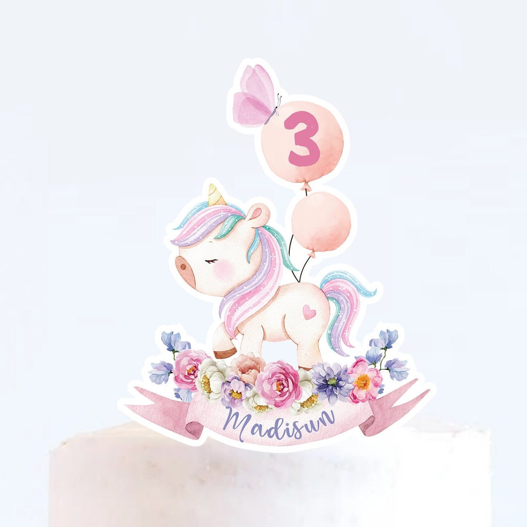 EDITABLE Unicorn Topper Instant Download Unicorn Cake Topper Printable Rainbow Unicorn ...