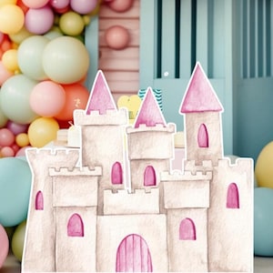 CASTLE BIG DECOR Cutout princess Birthday Party Magical Floral Princess Instant Download printable