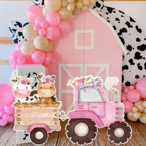 BIG DECOR FARM Tractor Girl Cutout Decor Barnyard Ranch Animals Party decorations, Baby Shower, Birthday Party, digital download FARM11