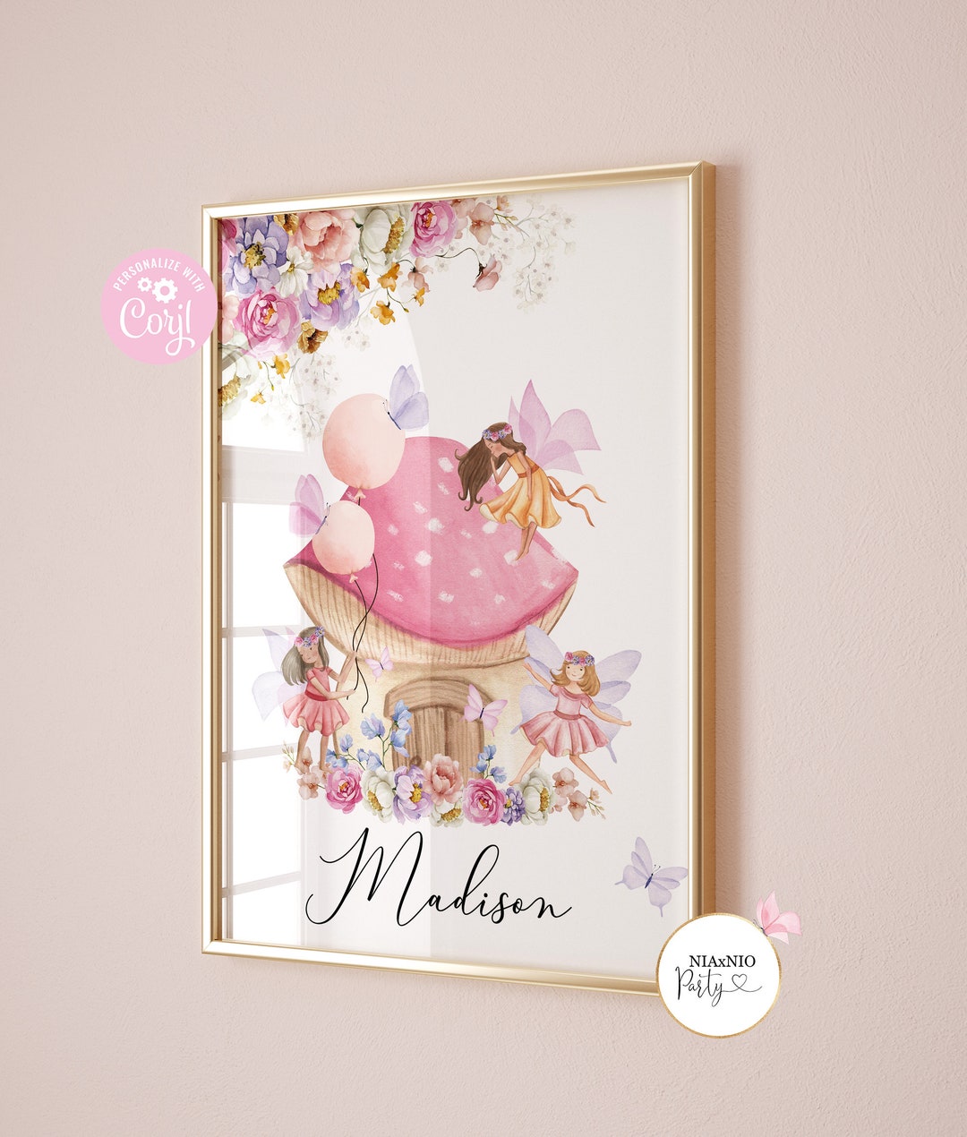 EDITABLE FAIRY Poster, Fairy Garden Wall Art, Custom Name Girl ...