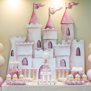 CASTILLO GRANDE DECORACIÓN Recortable Princesa Fiesta de cumpleaños Princesa floral mágica Descarga instantánea imprimible PRIN11