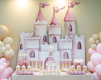 CASTLE BIG DECOR Cutout princess Birthday Party Magical Floral Princess Instant Download printable PRIN11