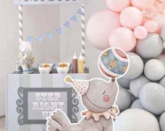 BIG DECOR ZIRKUS: Baby-Dusche-Dekoracje karnawalowe, Babyparty-Dekoracje, dekorative Babyparty-Dekor, rosa Blumen CIR1