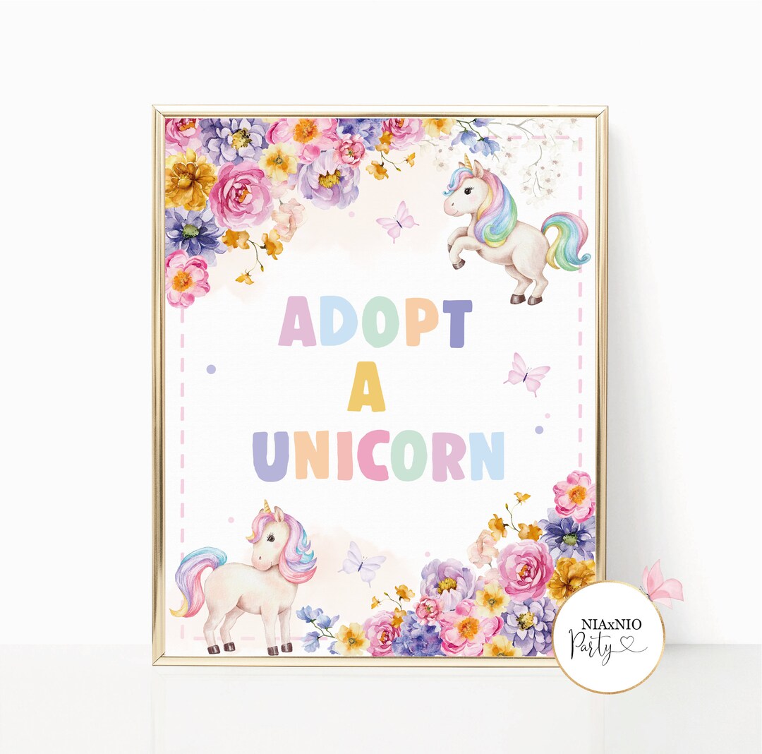 Adopt a Unicorn Birthday Sign Unicorn Adoption Sign Birthday Decor ...