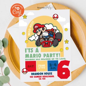 Super Mario Birthday Invitation | Birthday Invitation | Super Mario Invitation | Editable Printable Mario Invitation Birthday Template MAR11