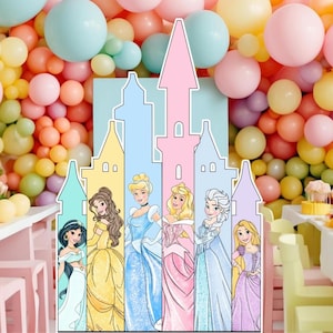 CASTILLO GRANDE DECORACIÓN Recortable princesa Fiesta de cumpleaños castillo Princesa Descarga instantánea imprimible