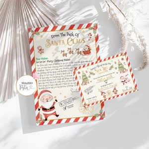 Paquete de carta oficial a Papá Noel y certificado oficial de lista de buenos editables Caja de Nochebuena con correo del Polo Norte Descarga instantánea CHRIS11