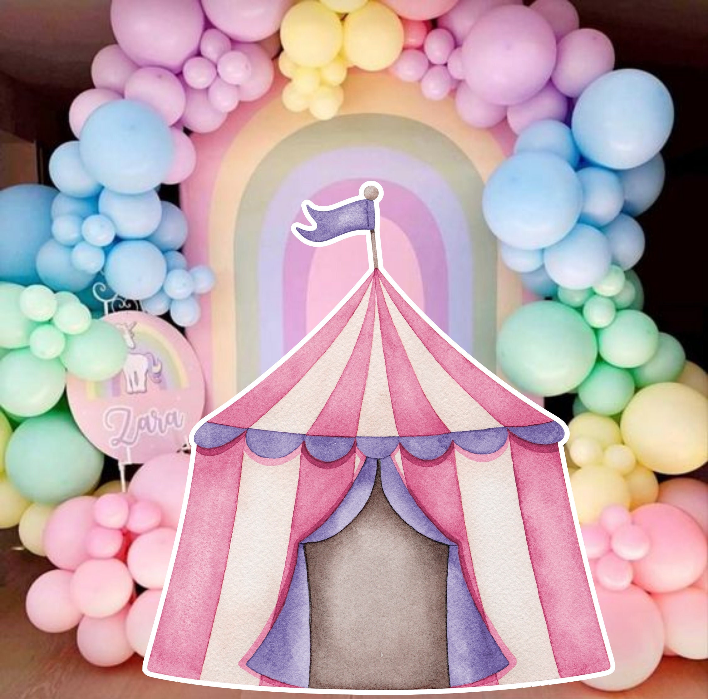 Mehofoto Sfondo Fotografico 7x5ft (2.2x1.5m) – Tenda A Righe Rosa, Bianco E Blu Per Feste E Foto Neonati