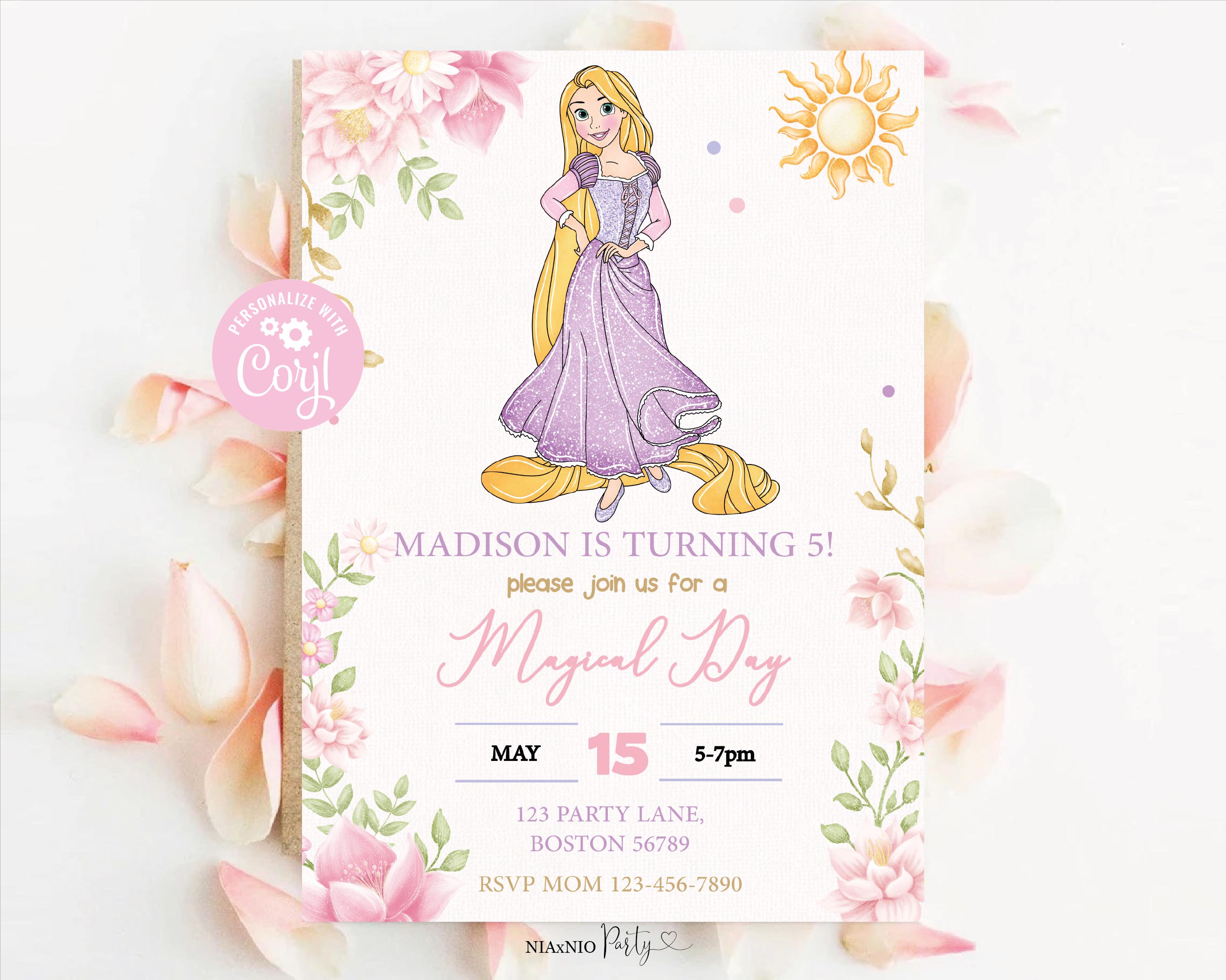 Rupenzel Invitations Rapunzel Birthday Invitation: Editable Princess Party (digital) - Etsy