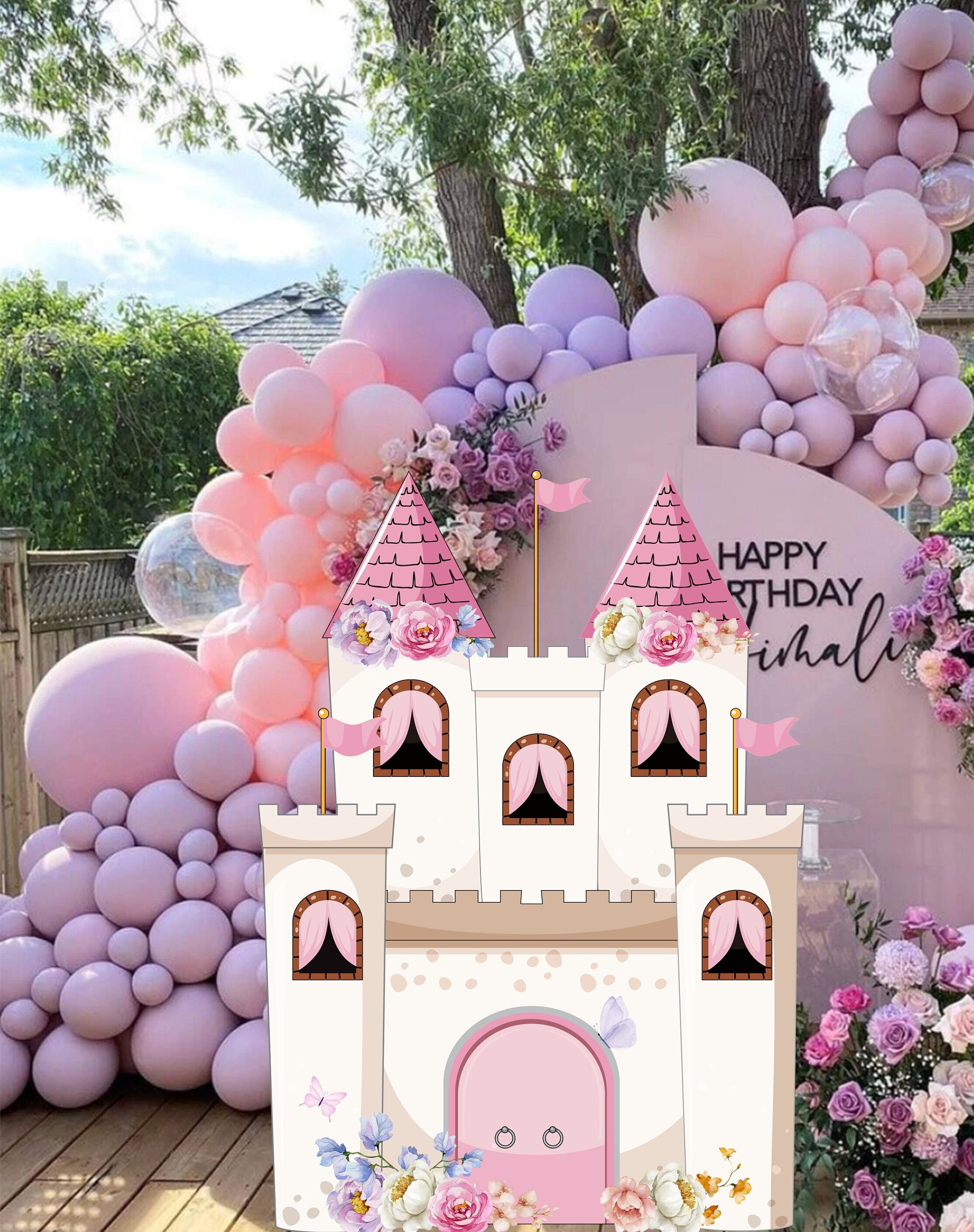 Huancai Princess Castle Cake Stand 3 Tier Cupcake Stand Dessert Holder Baby Shower Party Decor For Girls Birthday Party Supplies