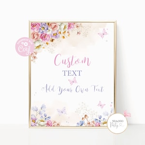 Editable Fairy Party Sign: Custom Floral Decor (Digital Download)