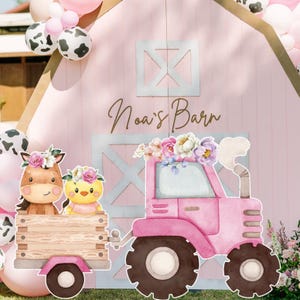 BIG DECOR FARM Traktor Mädchen Ausschnitt Dekor Barnyard Ranch Tiere Partydekoration, Babyparty, Geburtstagsfeier, digitaler Download FARM11
