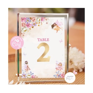 Numéro de table de fée modifiable, anniversaire de fée, téléchargement immédiat, nombres de décorations de fête d'anniversaire de fée décoration de baby shower jardin féerique 0002F