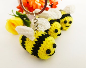 DIY häkeln Mini Biene Schlüsselanhänger süße Hummel Amigurumi Plüsch Schlüsselanhänger Weihnachtsgeschenk für sie