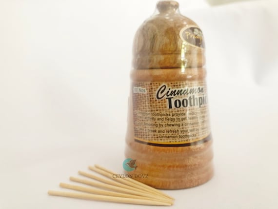 Cure-dents à la cannelle de ceylan, porte-cure-dents en bois naturel  biologique fait à la main, livraison gratuite 100 pièces -  France