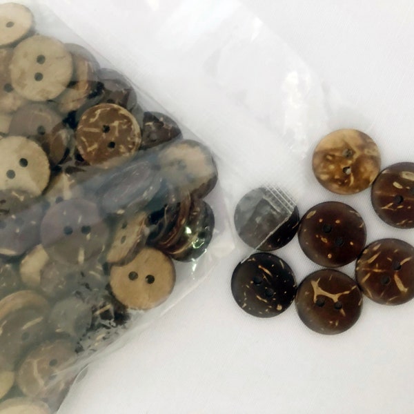 Small Coconut Shell Wooden Buttons -15mm (1/2 inch) Handmade Wood Buttons 2-Hole For Sewing Mothers day Gifts 2023