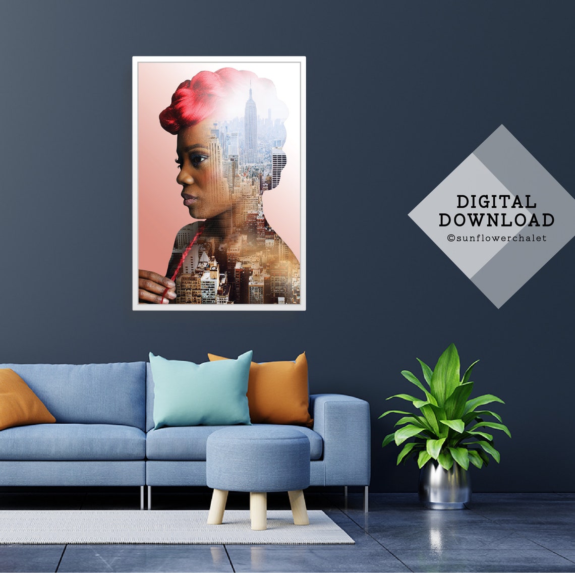 Black Female Portrait Painting on Canvas Female Print | Etsy