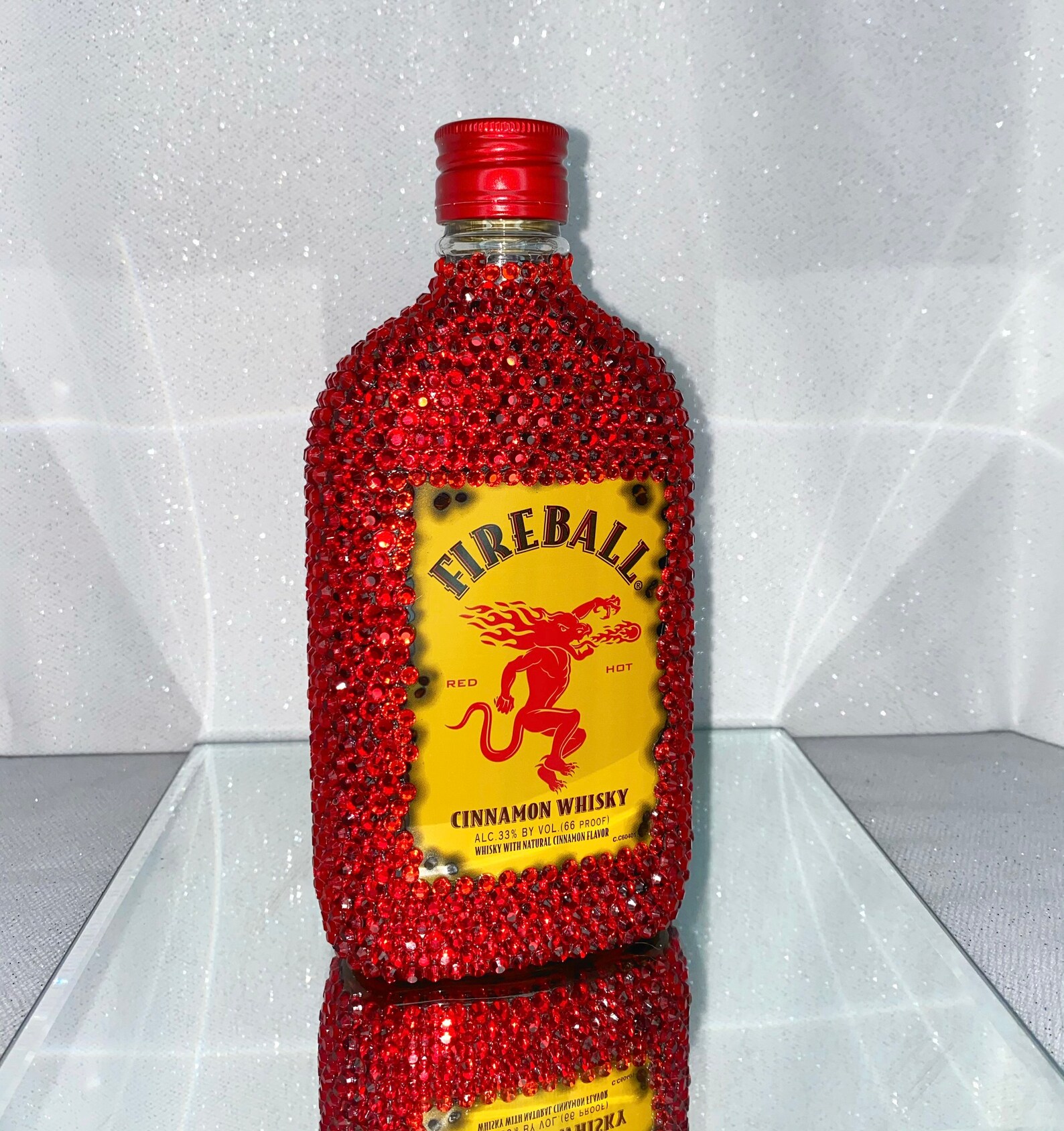Rhinestone Fireball Bottle Etsy