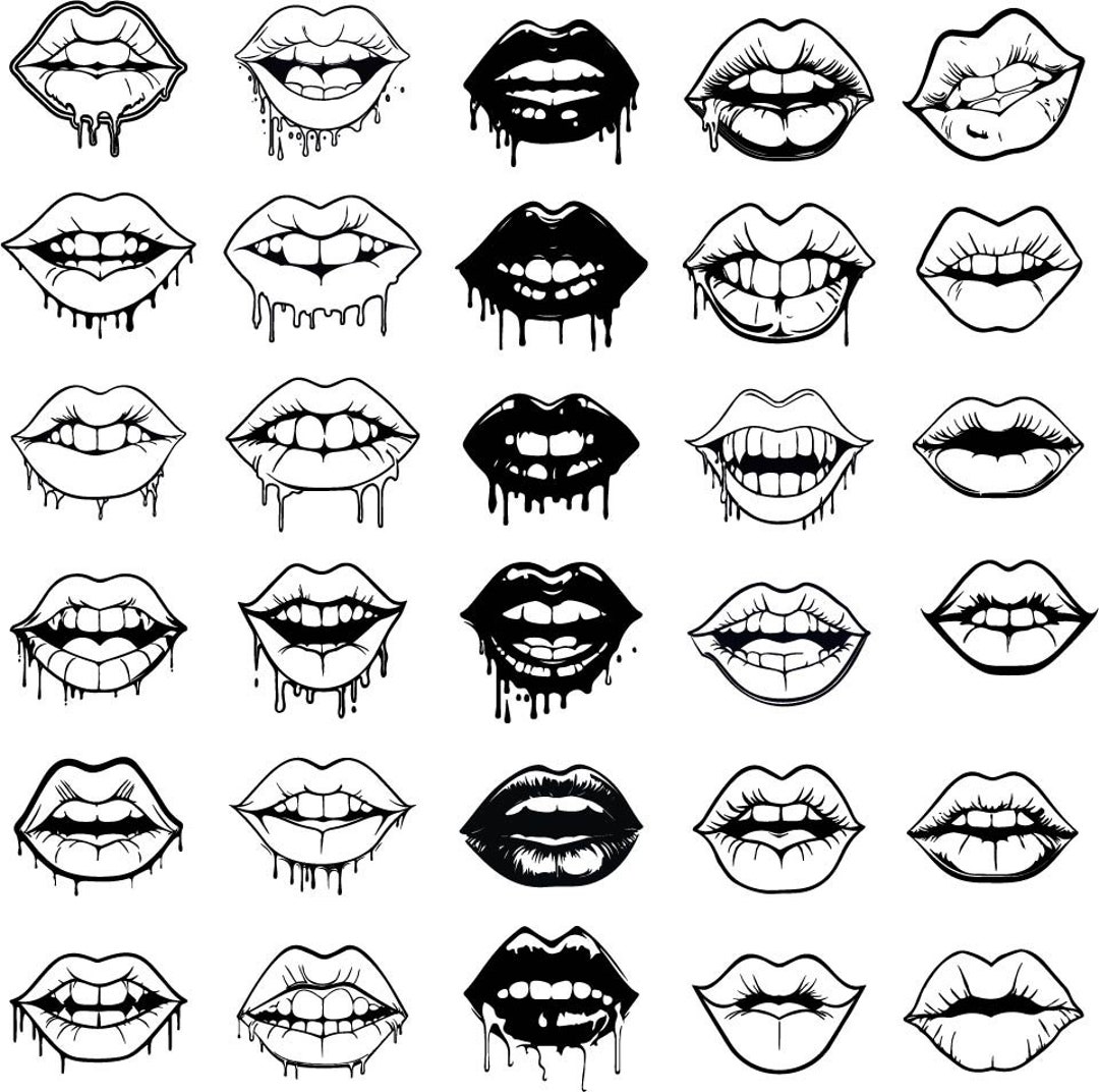 Lips Svg Dripping Lips Svg Kiss Svg Biting Lips Svg Lips Etsy