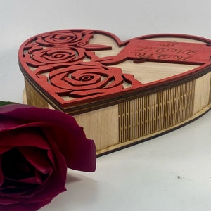 Valentine's Heart shaped Gift box with two lid options and decorations. Dxf-Svg-Ai  Laser Cut Box file. INSTANT DOWNLOAD