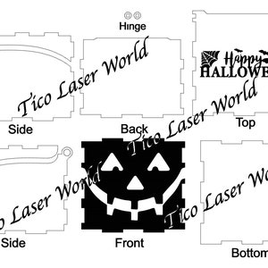 Jack-O-Lantern Candy Box- Halloween Box! 3mm Digital File ... SVG-Dxf-Ai Immediate Download -Laser Cut File