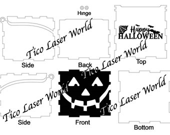 Jack-O-Lantern Candy Box- Halloween Box! 3mm Digital File ... SVG-Dxf-Ai Immediate Download -Laser Cut File