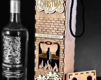 Chimney Santa  Wine Box- Xmas Wine Box -*3mm Box -Wine Box Digital File... SVG-Dxf-Ai Immediate Download -Laser Cut File