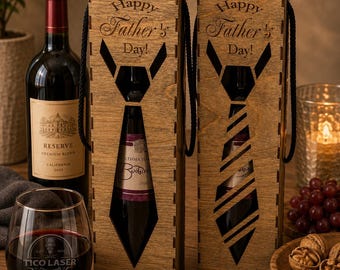 Father's Day  Wine *2 Box combo- *3mm Box -Wine Boxes Digital File... SVG-Dxf-Ai Immediate Download -Laser Cut File