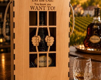 Jailed Cognac *3mm Box Digital File... SVG-Dxf-Ai Immediate Download -Laser Cut File. Fits Hennessy Bottles
