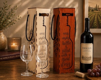 Wine Gift Box SVG | Every Bottle Has a Story | Digital Download | Laser Cut Files | Glowforge & LightBurn Compatible | SVG DXF Ai