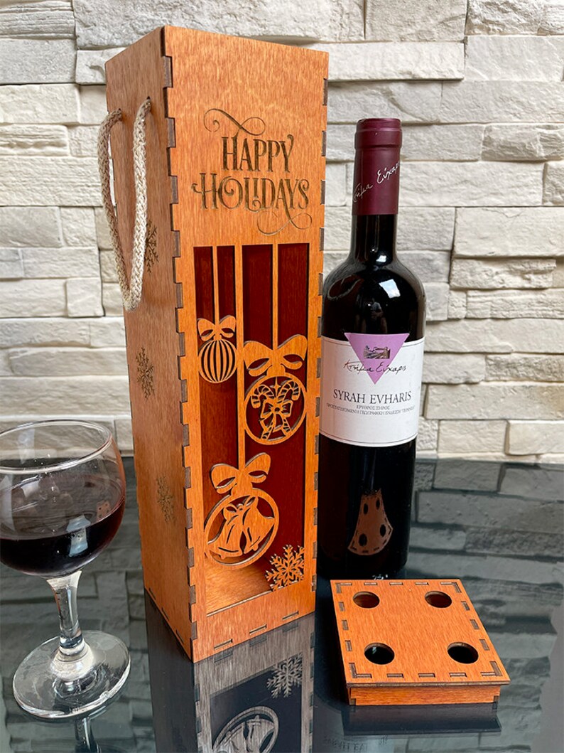 Happyholidays Wine Box 3mm Box wine Box Digital File... Etsy
