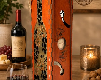 Luxury Wine Gift Box SVG | Lid Converts to Butler Tray | Digital Download | Laser Cut Files | Glowforge & LightBurn Compatible | SVG DXF Ai