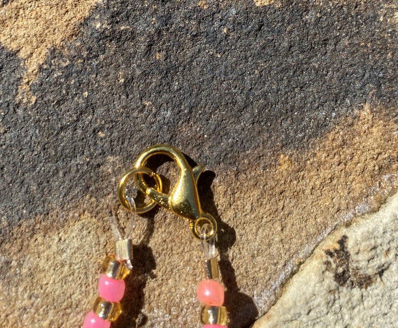 Pink /& Gold Seed Bead Choker
