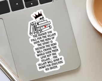 STICKER:  Villain Sticker | Love the Bad Guy | Bookish Gift | Laptop | Glossy Waterproof | SMUT