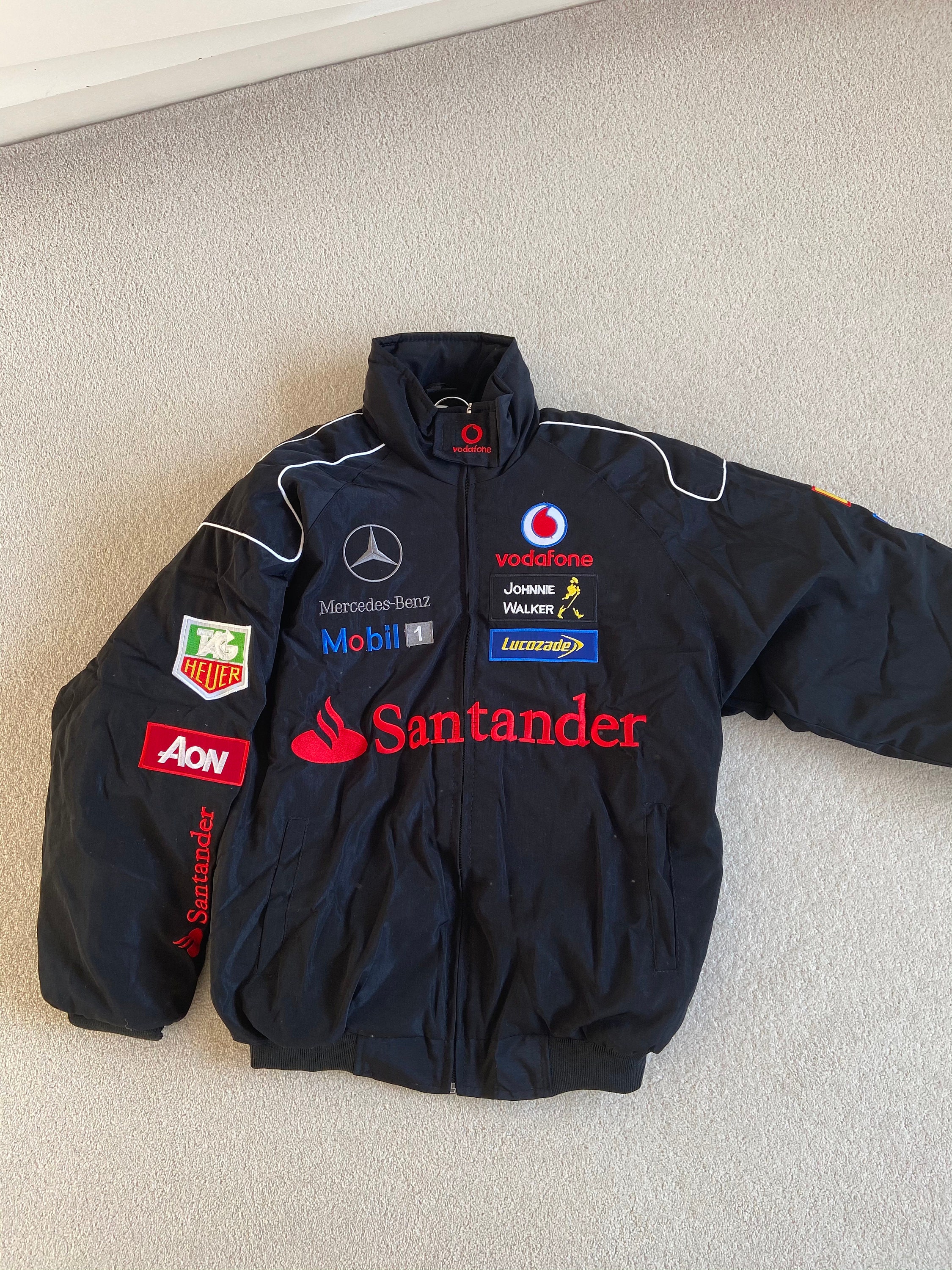 Rare Vintage Black Mercedes AMG F1 Racing/bomber Jacket Size