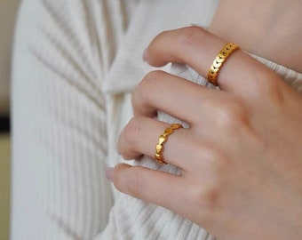 Thin 18k Gold Band Ring UK ,Wheat Ring, Wheat Grains Gold Band Ring, Minimalist Gold Ring,