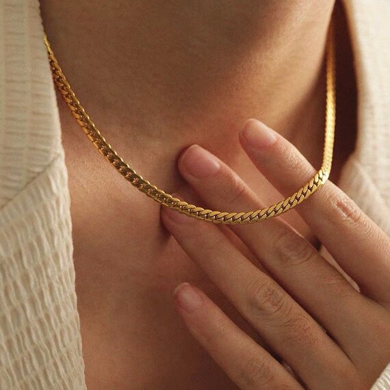 18k Gold Chain Curb Chain Necklace Women Uk 3mm 6mm Chain