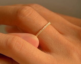 Eternity Ring for Women UK,18K Gold Half Eternity ,Skinny Eternity Ring,Wedding Band ,Minimalist Ring ,Dainty Eternity Ring