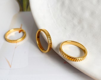 18k Gold plated  Chunky Gold Ring, Gold Band Ring, Gold Ring, Thick Band Gold Ring,Titanium Gold Ring,