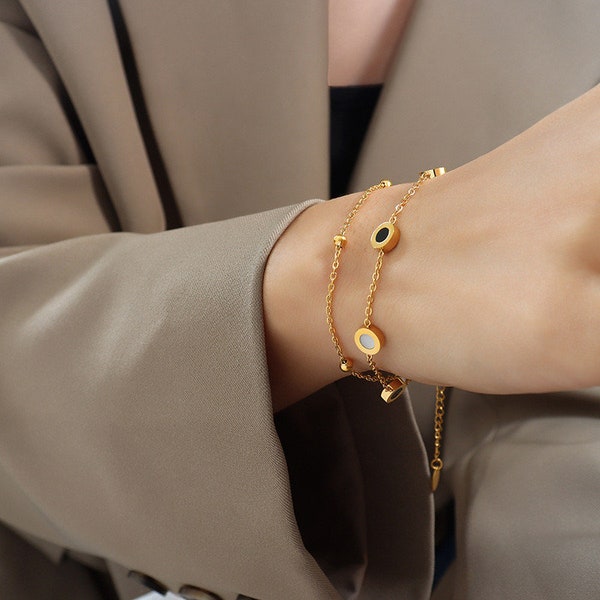 18K Gold Minimalist Chain Bracelet, Thin Gold Bracelets,Stacking Bracelets,